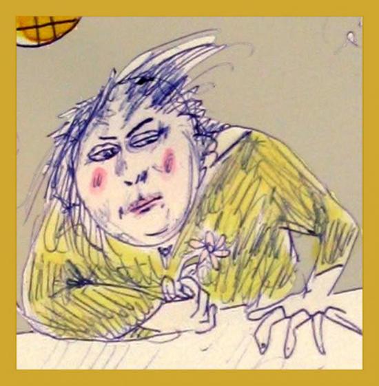 YellowShirtFace; pen, ink, watercolor; Oct 2007